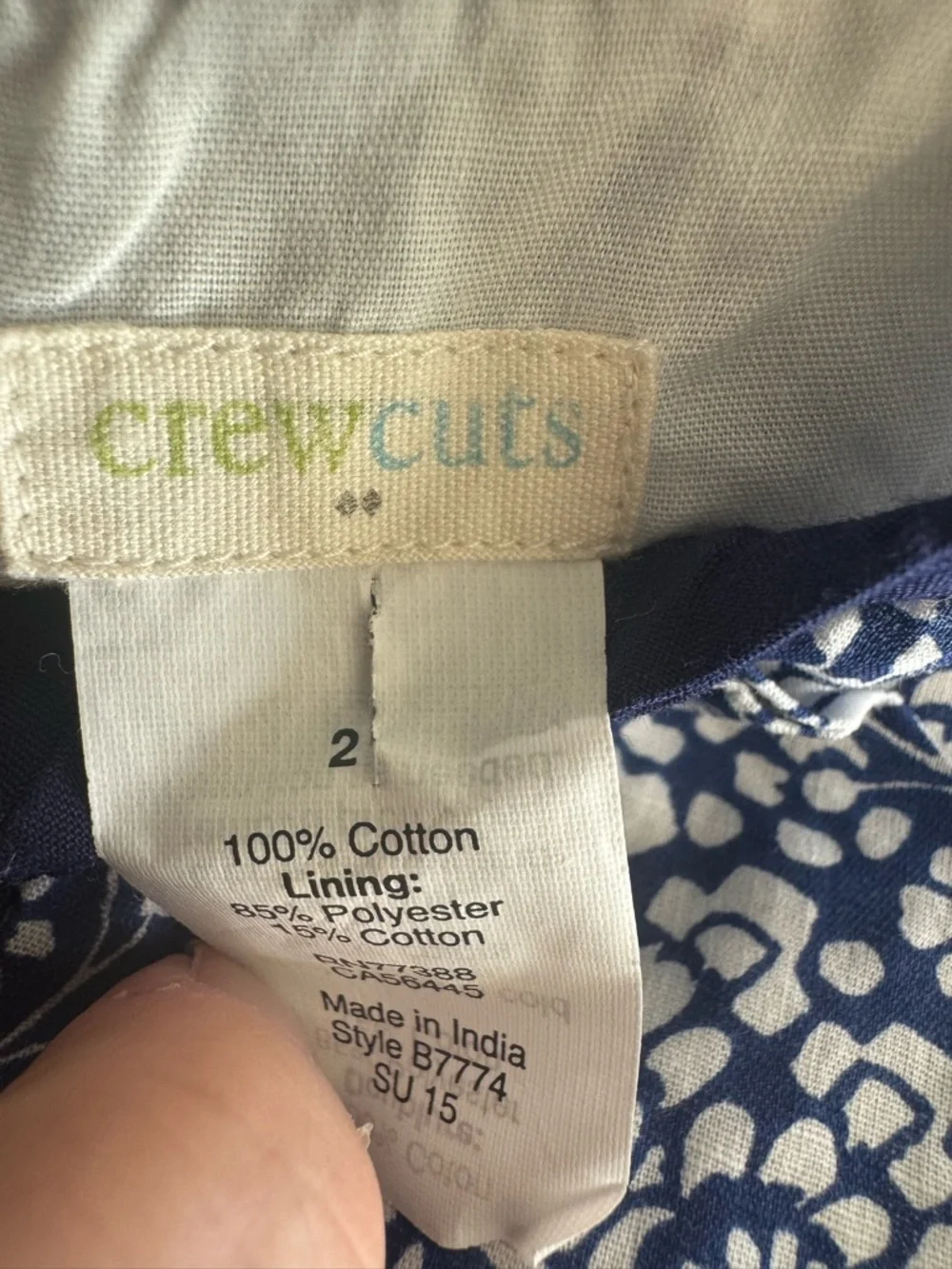 Crewcuts Navy and White Sleeveless Printed‎ Dress
